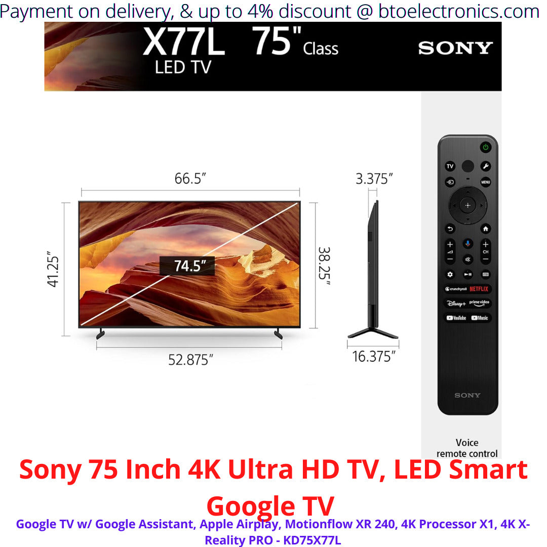 Sony 75 Inch 4k Ultra HD Smart Led, Google TV