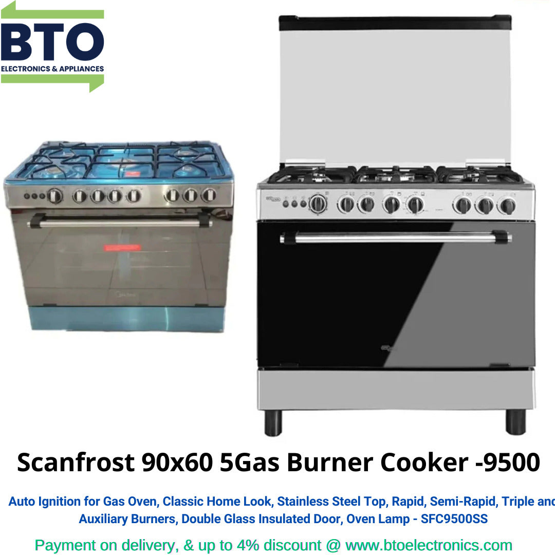 Scanfrost Gas Cooker, 60x90, Auto Ignition, Top+Bottom Grill