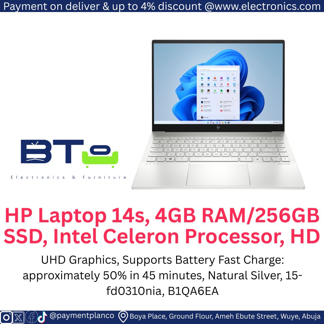 HP Laptop 14s 4GB RAM/256GB SSD Intel Celeron Processor, HD