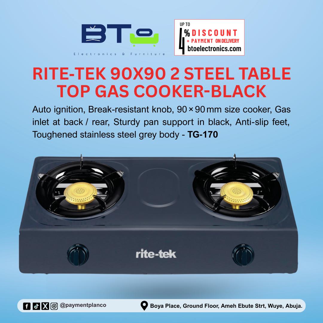 Rite-Tek 90x90 2 Steel Table Top Glass Cooker Black