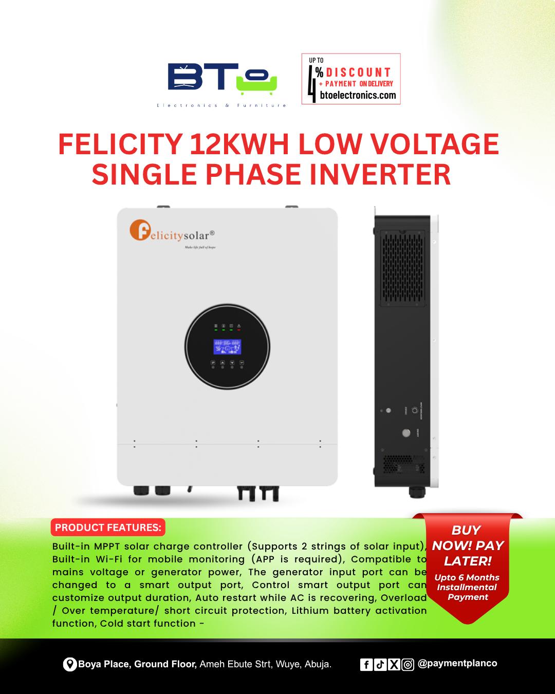 Felicity Solar 12KWH Low Voltage Single Phase Inverter