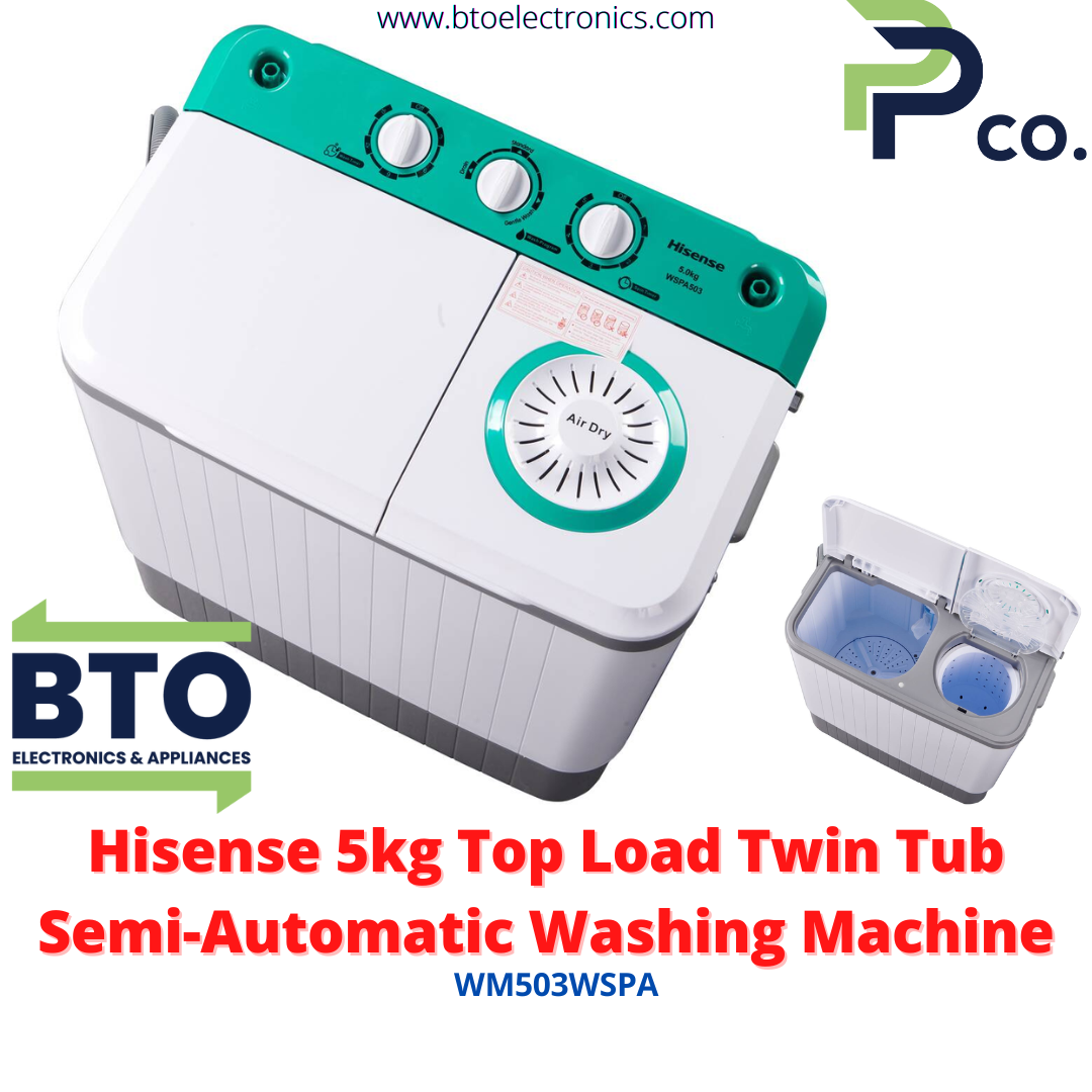 Hisense 5KG Washing Machine, Twin Tub, Semi-Automatic