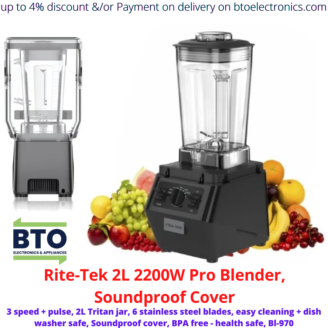 Rite-Tek 2L 2200w Pro Blender, SoundProof - Professional/Commercial Blender
