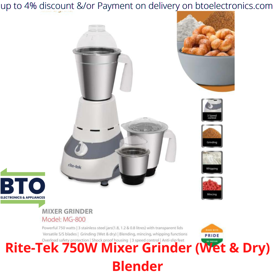 Rite-Tek 750w Mixer Grinder (Wet & Dry) Blender
