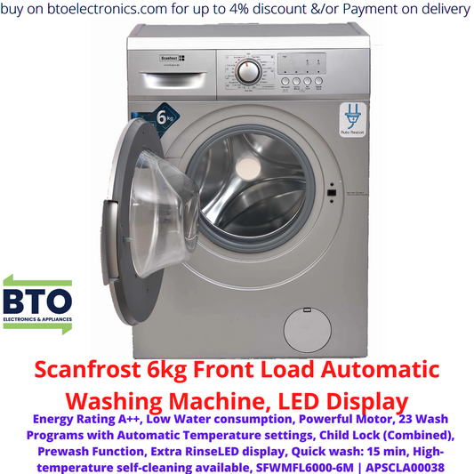 Scanfrost 6KG Washing Machine, Front Loader, Smart Control