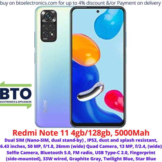 Redmi Note 11 4gb, 128gb, 5000MaH