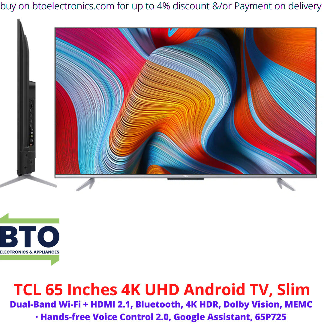 TCL 65 Inches TV, 4K UHD, Android TV, Slim