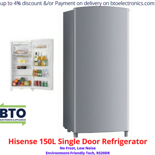 Hisense 150L Single Door Refrigerator, Silver