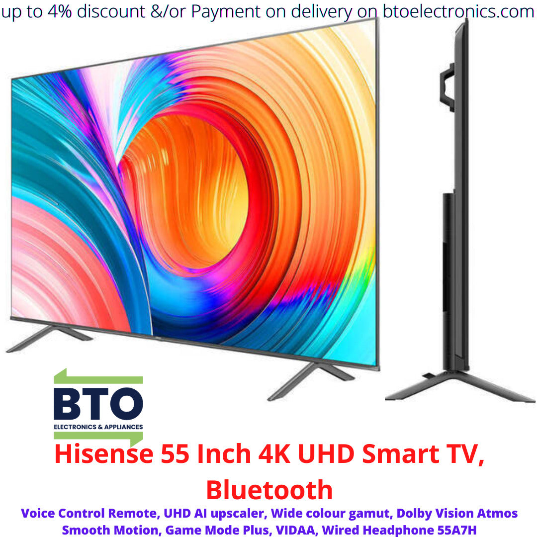 Hisense 55 Inches Smart TV, 4K UHD, Bluetooth