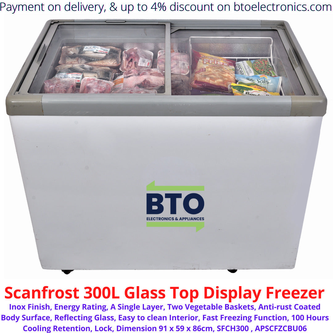 Scanfrost 300L Glass Top Display Freezer