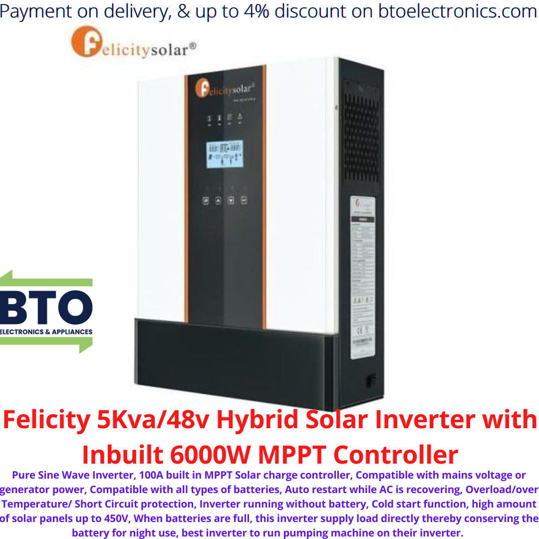 Felicity 5KVA/48V Hybrid Solar Inverter With Inbuilt 6000W MPPT Controller