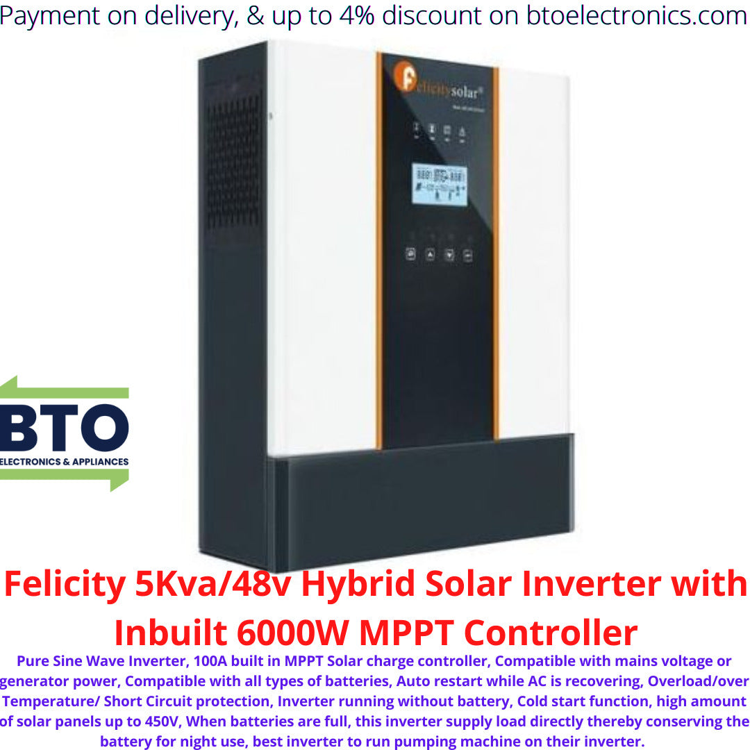 Felicity 5KVA/48V Hybrid Solar Inverter With Inbuilt 6000W MPPT Controller