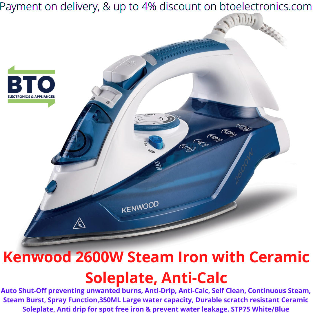 Kenwood 2600W Steam With Ceramic Soleplate, Anti-Calc