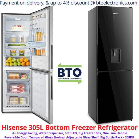 Hisense 305L, Bottom Freezer Refrigerator