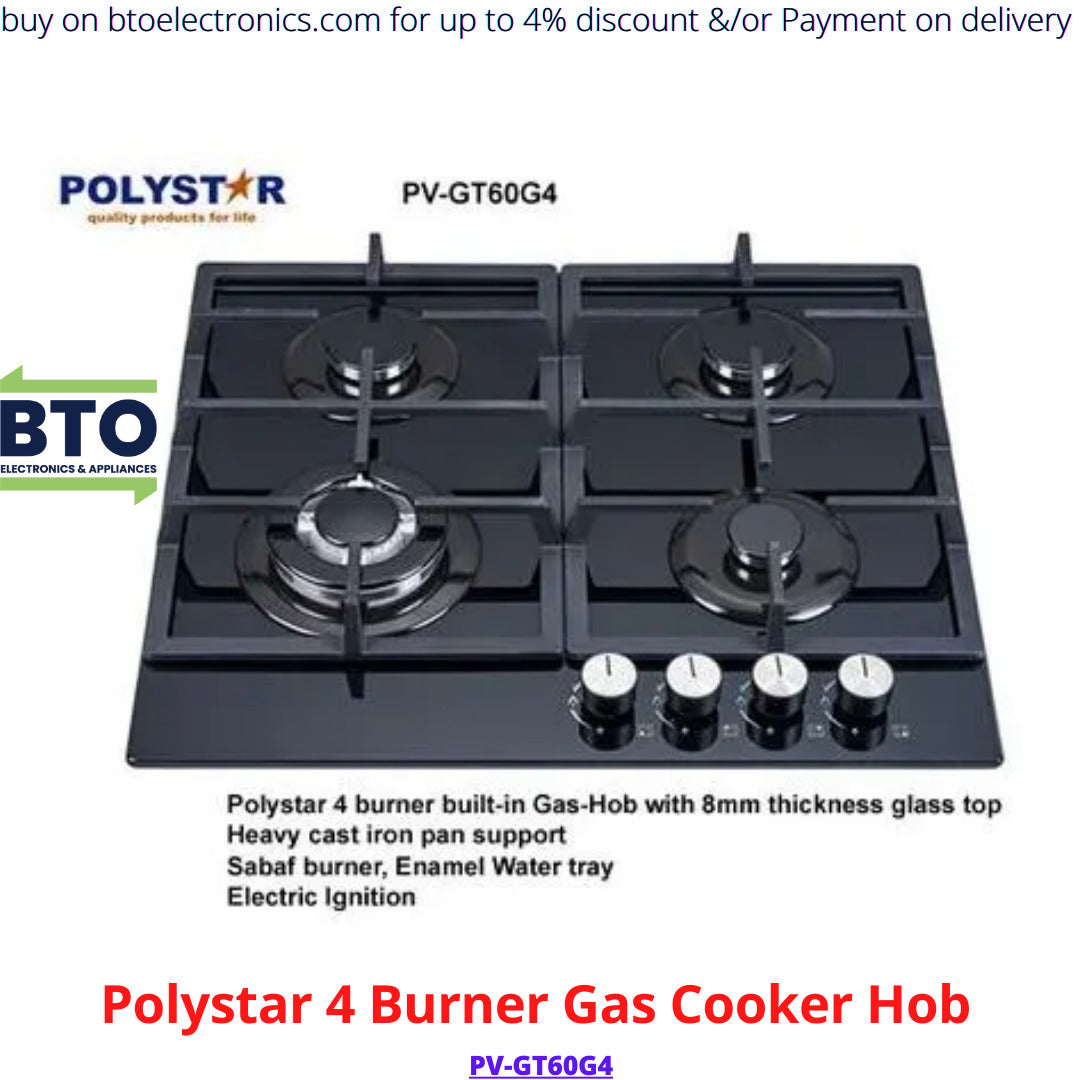 Polystar 4 Gas Burner Cooker Hob