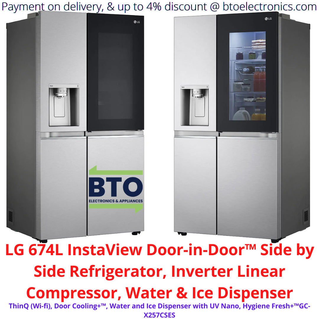 LG 674L Door in Door Side by Side Refrigerator, Inverter Linear Compressor, Water & Ice Dispenser