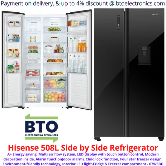 Hisense 508L Side by Side Refrigerator