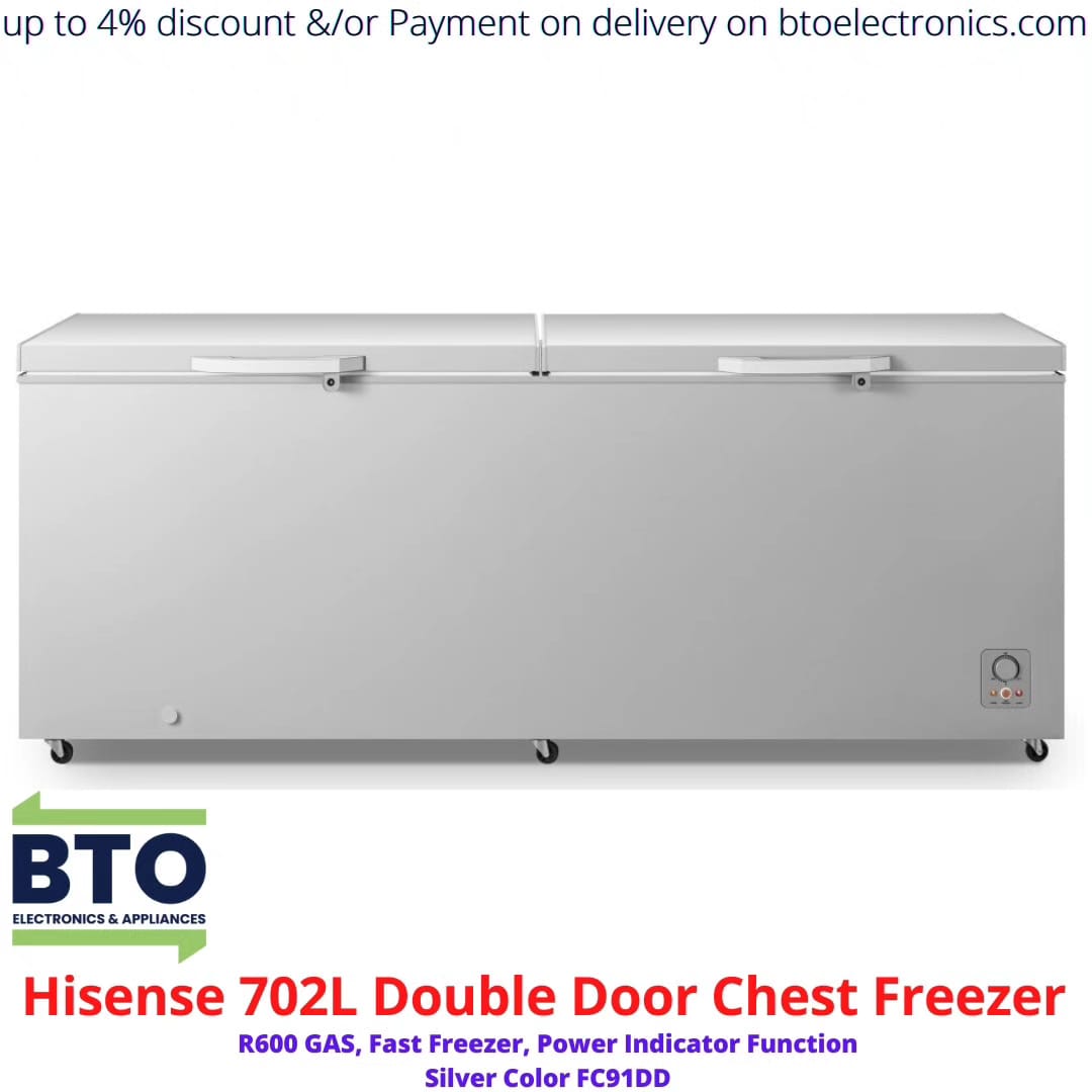 Hisense 702L , Fast Freezer, Double Door, Silver
