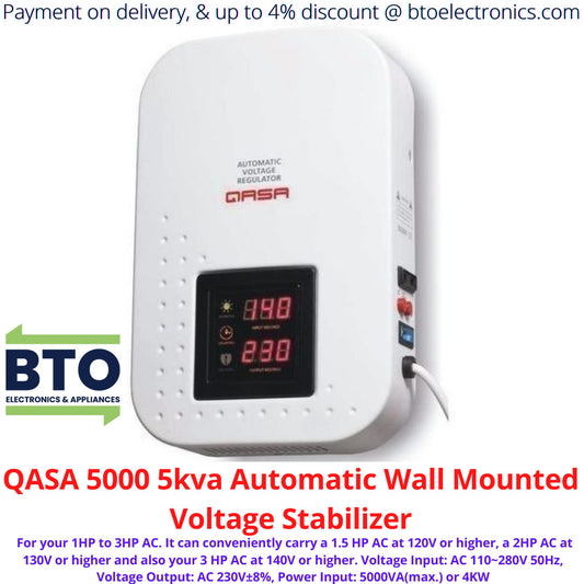 QASA 5000 5KVA Automatic Wall Mounted Voltage Stabilizer