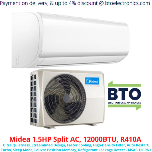 Midea 1.5HP Split Air Conditioner (AC) 12000BTU, R410A Gas