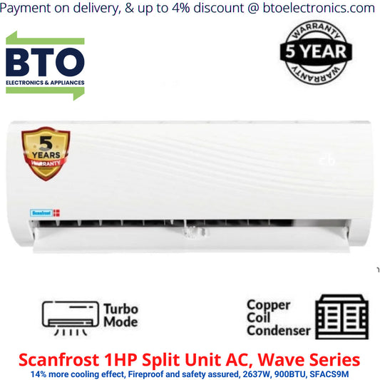 Scanfrost 1HP AC, Wave Series, White