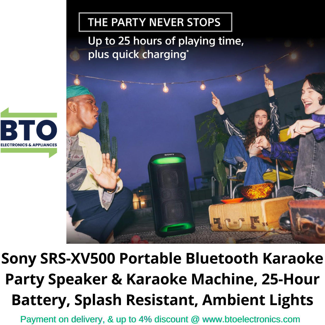 Sony SRS-XV500 Portable Bluetooth Karaoke Party Speaker & Karaoke Machine, 25-Hour Battery, Splash Resistant, Ambient Lights