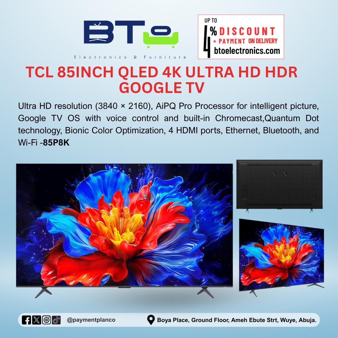 TCL 85 Inches QLED 4K Ultra HD HDR  Google TV