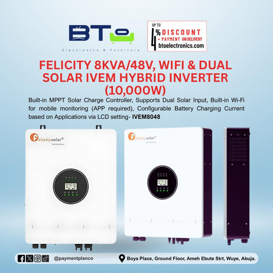 Felicity Solar 8KVA/48V Wifi & Dual Solar Ivem Hybrid Inverter (10,000W)