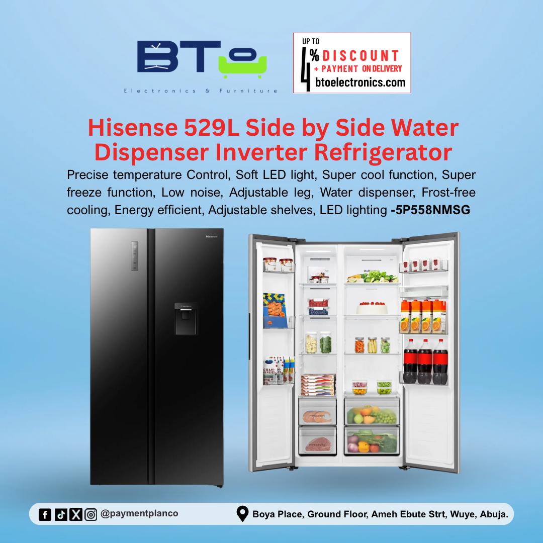 Hisense 529L Side by Side Inverter Refrigerator With Water Dispenser