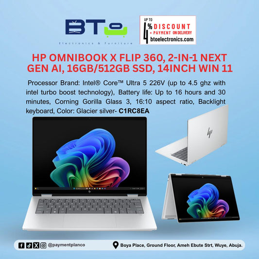 HP OMNIBOOK X FLIP 360, 2-IN-1 NEXT GEN AI, 16GB/512GB SSD, 14 INCH W11