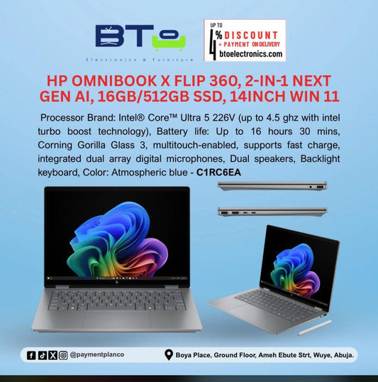 HP OMNIBOOK X FLIP 360, 2-IN-1 NEXT GEN AI, 16GB/512GB SSD, 14 INCH W11