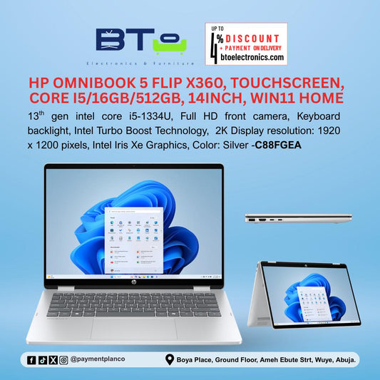 HP OMNIBOOK 5 FLIP X360, TOUCHSCREEN CORE I5 16GB/512GB 14 INCH W11 HOME