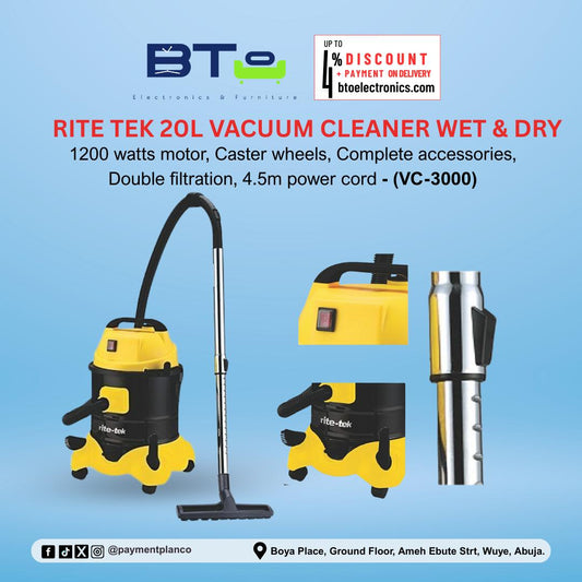 Rite-Tek 20L Vacuum Cleaner Wet & Dry
