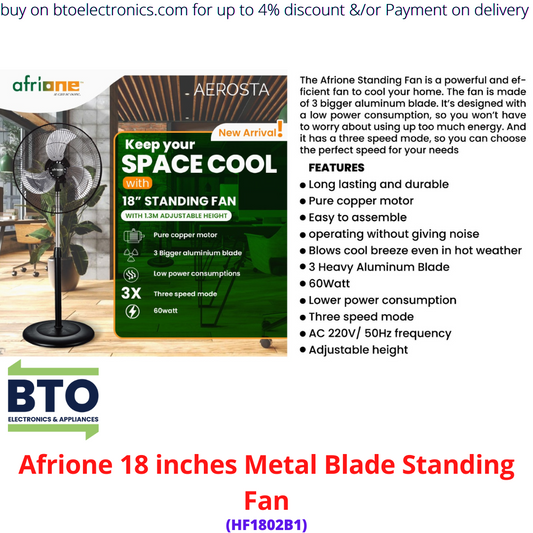 Afrione 18 Inches Metal Blade Standing Fan