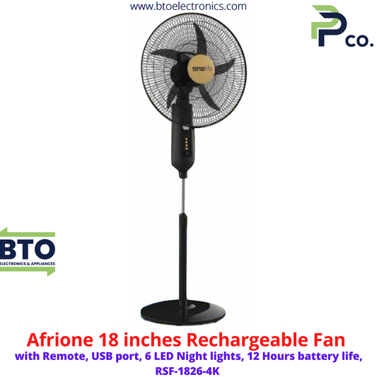 Afrione 18 Inches Rechargeable Standing Fan, with Remote Control