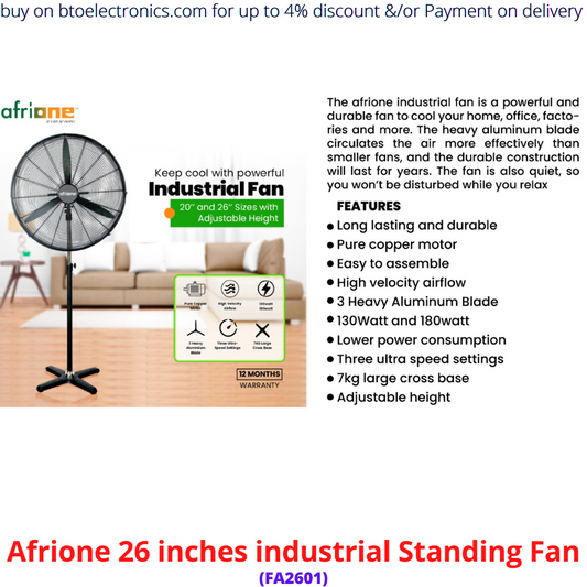 Afrione 26 Inches Industrial Standing Fan