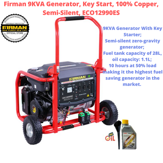 Sumec Firman 9KVA Generator, Key Start, 100% Copper, Semi-Silent