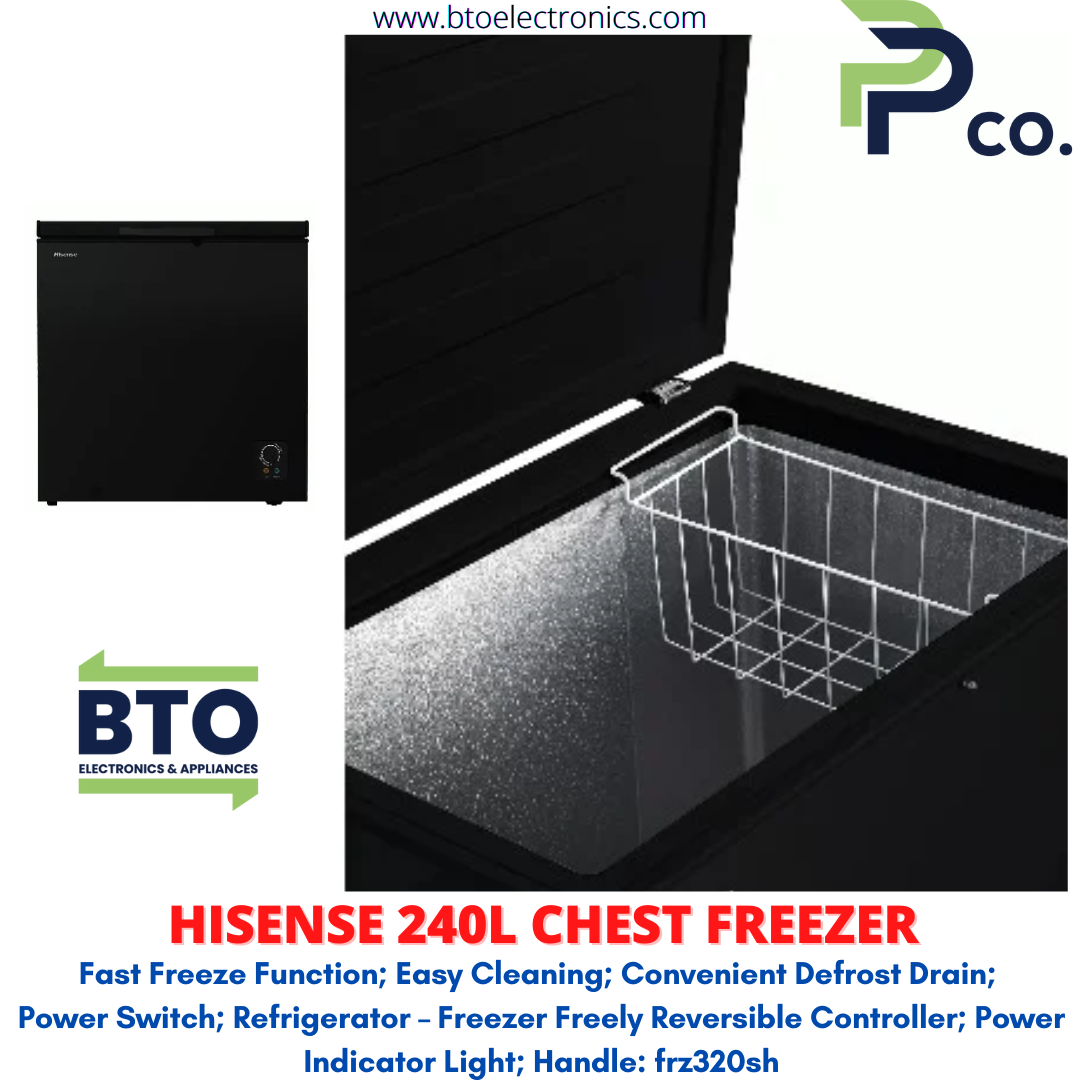 Hisense 240L Chest Freezer, Black, With Glass Door