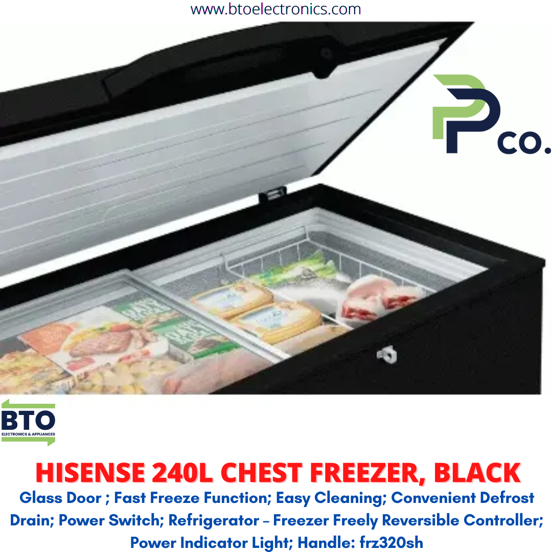 Hisense 240L Chest Freezer Black With Glass Door BTO