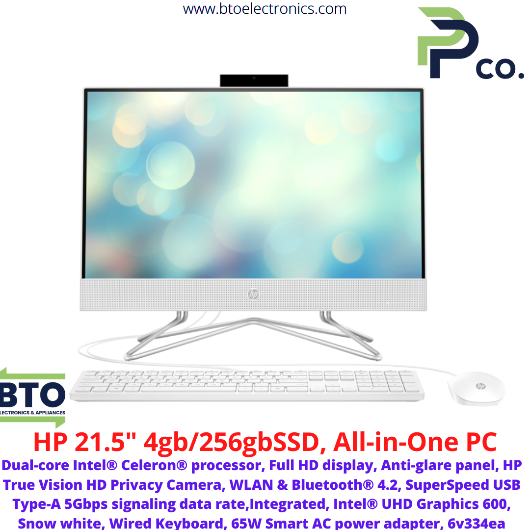 HP All in One (AIO), 4GB/256gb SSD , Intel® Celeron, LCD 21.5, Win10