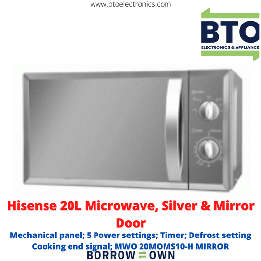 Hisense 20L Microwave, Silver & Mirror Door