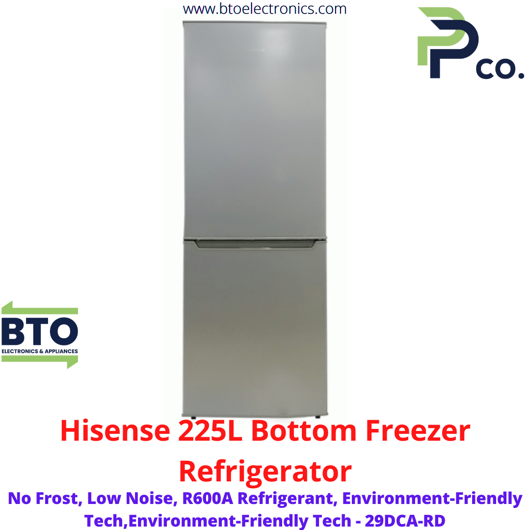 Hisense 225L Double Door Refrigerator, Bottom Freezer