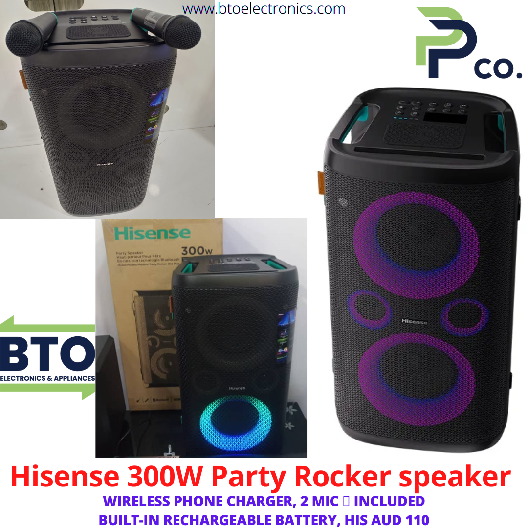 Hisense 300W Camp/Meeting Speaker, Rechargeable, With 2 Mic & Phone Charger Port