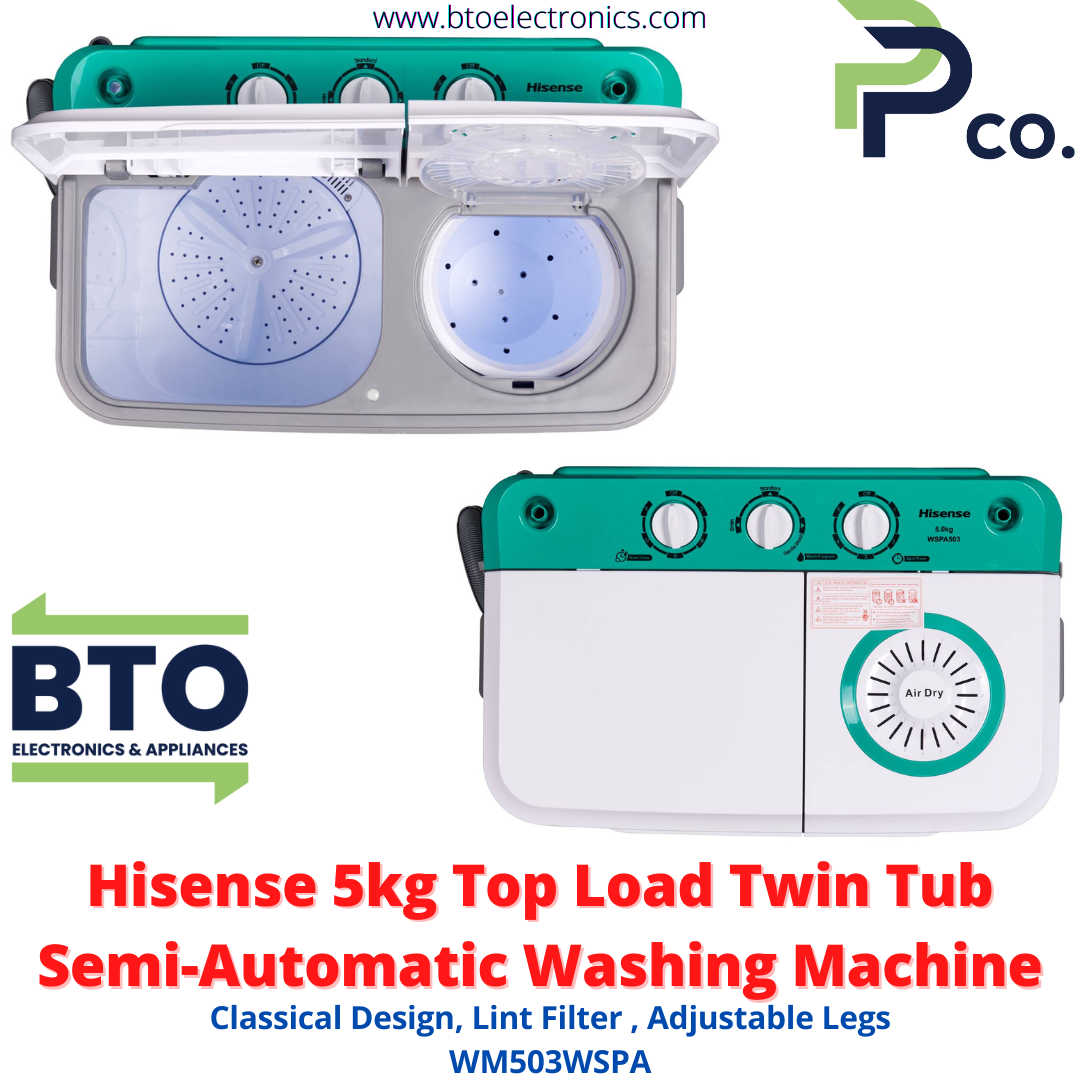 Hisense 5KG Washing Machine, Twin Tub, Semi-Automatic