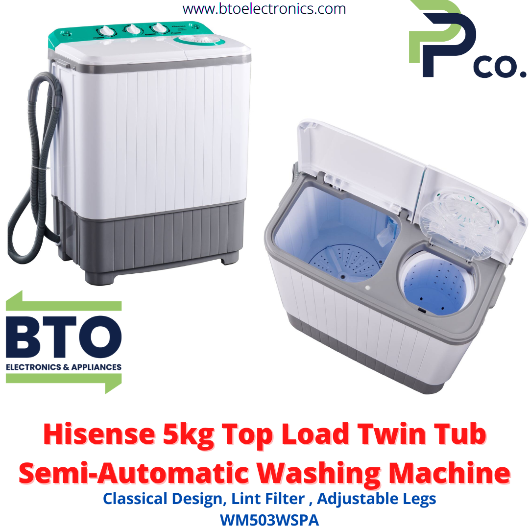 Hisense 5KG Washing Machine, Twin Tub, Semi-Automatic