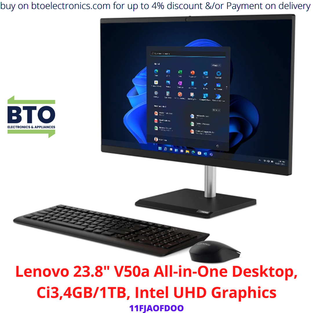 Lenovo 23.8" V50a All-in-One Desktop, Ci3,4GB/1TB, Intel UHD Graphics, AIO