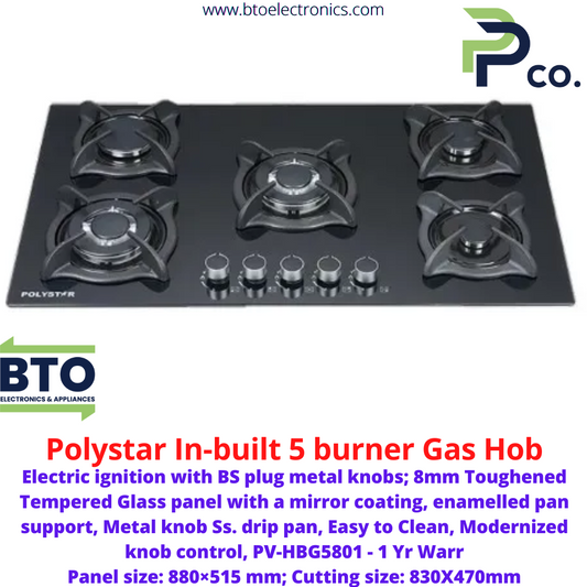 Polystar In-Built 5Gas Burner Cooker, Auto Ignition
