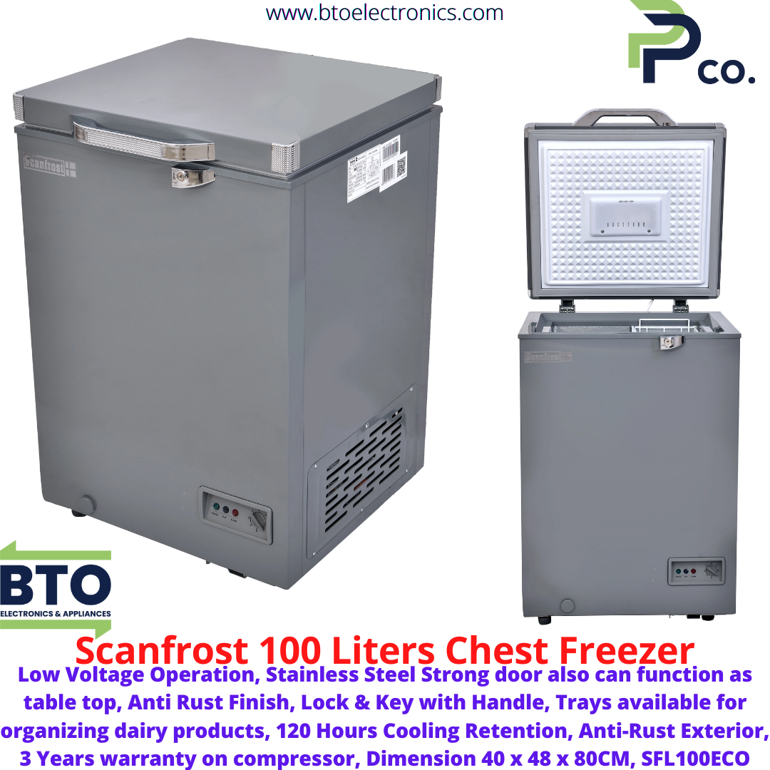 Scanfrost 100L Chest Freezer, Inox Finish, Eco Friendly