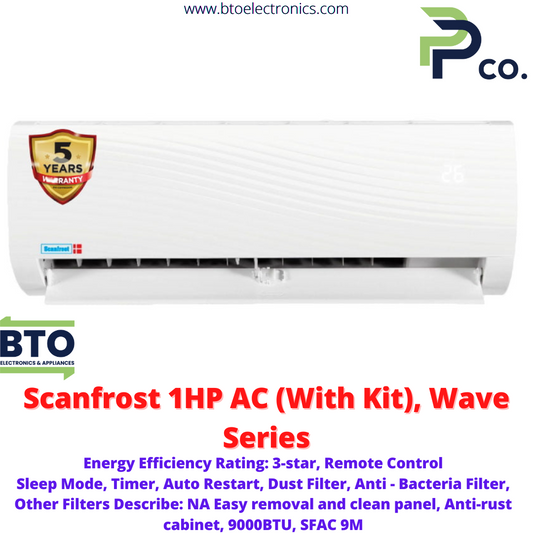 Scanfrost 1HP AC, Wave Series, White, with Installation Kit