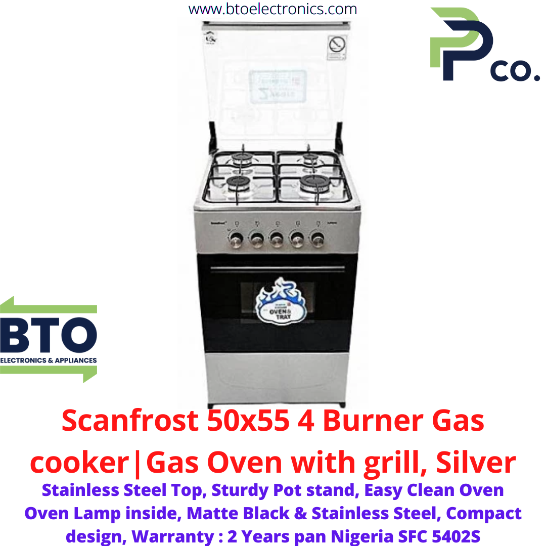 Scanfrost 4Gas Burner Cooker, Gas Oven with Grill, Silver